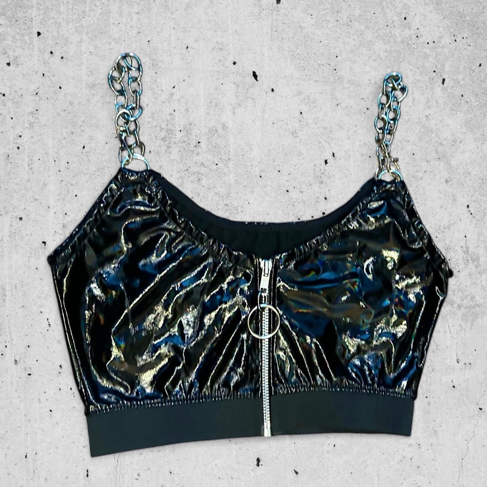 Holo PVC Chain Crop Top